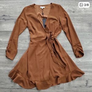 Gianni Bini Brown Wrap Mini Dress